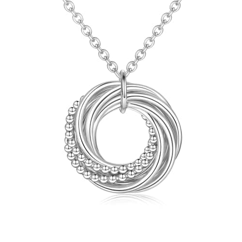 AM ANNIS MUNN 90th Birthday Gifts for Women, 925 Sterling Silver Necklace for Women Nine Circle Necklace for Her 9 Decade 90th Birthday Jewelry for Women Gifts Ideas Gifts