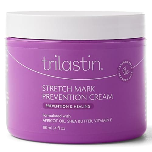 TriLASTIN Maternity Stretch Mark Prevention Cream - Paraben-Free, Hypoallergenic, and Safe for Pregnancy - Stretch Mark Formula for Pregnant Women - 4 Oz Belly Cream for Pregnant Women