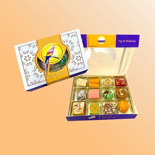 Sukhadia Sweets - Assorted Mix - 16oz box (12pc) - Indian Mithai Gift - Freshly Made In USA
