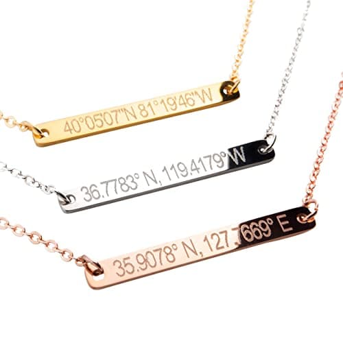 Coordinate Necklace Custom Name Personalized Personalized Coordinate Bar Necklace, Custom Necklace