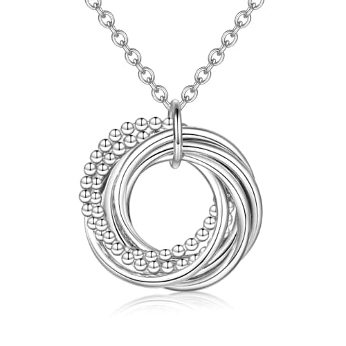 AM ANNIS MUNN 80th Birthday Gifts for Women, 925 Sterling Silver Necklace for Women Eight Circle Necklace for Her 8 Decade 80th Birthday Jewelry for Women Gifts Ideas Gifts