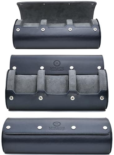 Watch Case Travel Organizer - Watch Roll Case - 3 Watch Case Display Storage - Watches Accessory Gift - Midnight Blue Vegan Leather