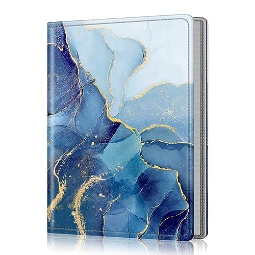 Fintie Photo Album 5x7 Photos - 52 Pockets Small Mini Capacity Premium Vegan Leather Cover, Portable Wallet Albums Book for Wedding Family Boys Girls Art Work, Ocean Marble