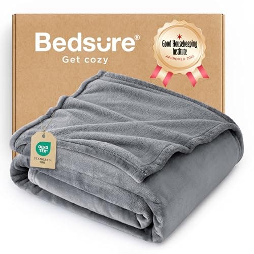 Bedsure Fleece Throw Blanket for Couch Grey - Lightweight Plush Fuzzy Cozy Soft Blankets and Throws for Sofa, 50x60 inches