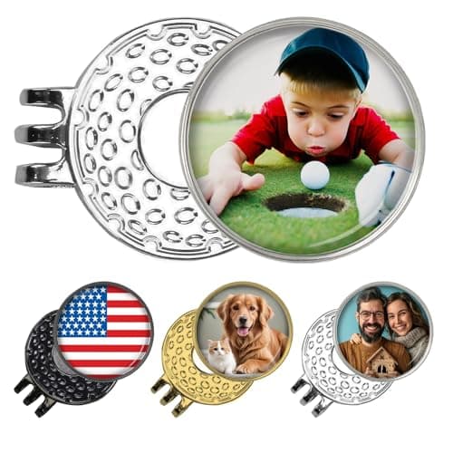 xrlsg Custom Golf Ball Marker and Hat Clip 1 Set Magnetic Hat Clip with Your Personalized Photo Logo for Golfers Boyfriend